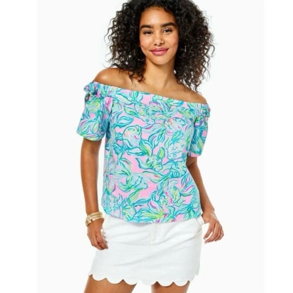 NWT Lilly Pulitzer Tamara Top Pelican Pink Off The Scales Size Large